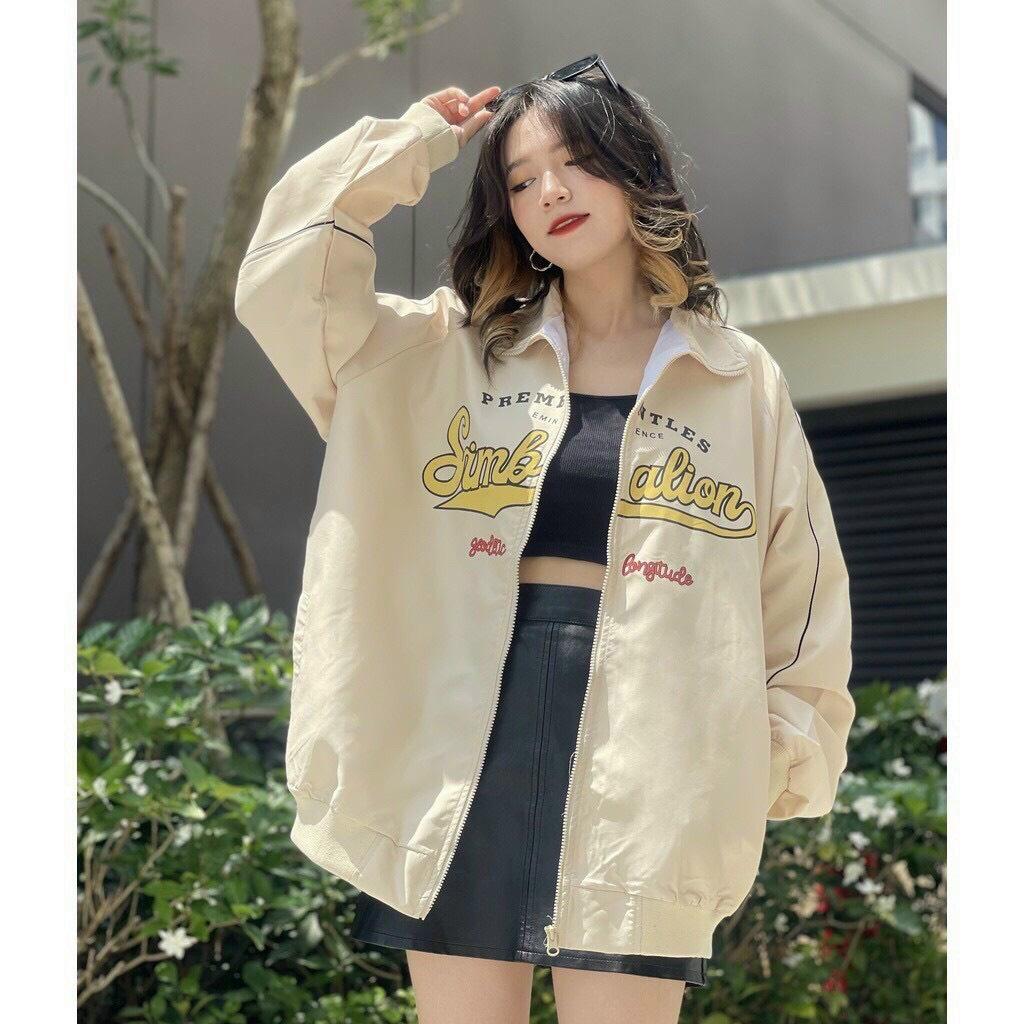 Áo Khoác Nữ SYMBALYON Vải Dù 2 Lớp Mềm Mát Hình iN Sắc Nét Kiểu Dáng Ulzzang street wear Cá Tính Hot Trend Mới