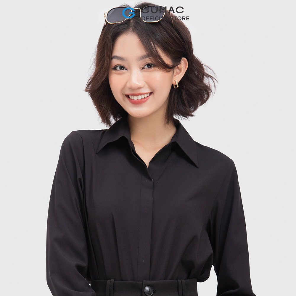 Áo sơ mi nữ GUMAC AC09081 tay dài giấu nút thân sau rã đô thanh lịch sang trọng