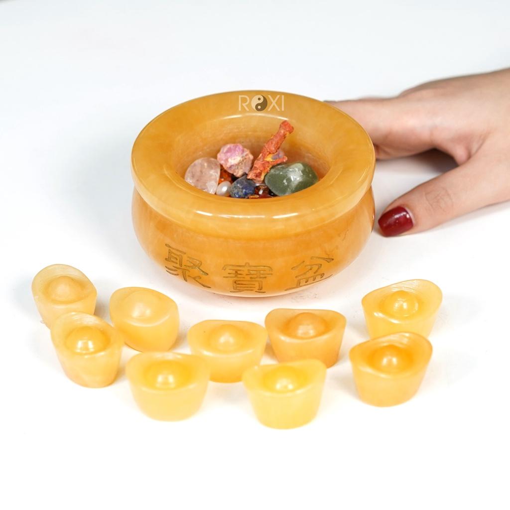 Bát tụ bảo đá Hoàng Long 10cm + 9 nén + cốt thất bảo
