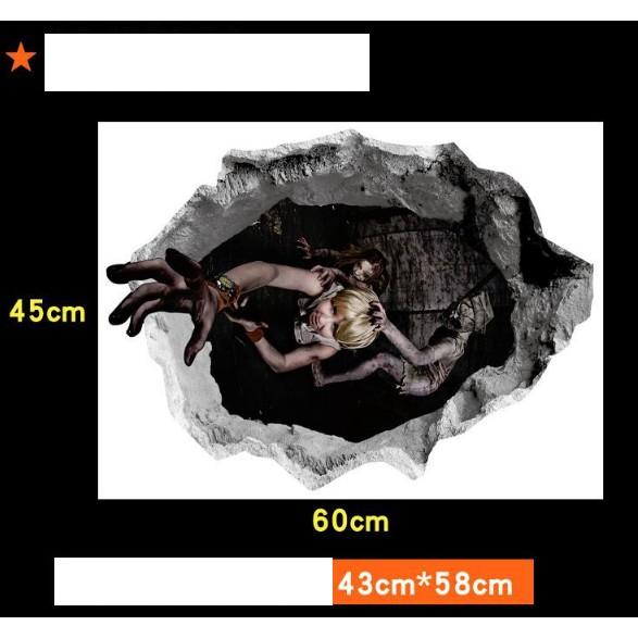 Decal trang trí tường - Tranh 3D lễ hội Halloween