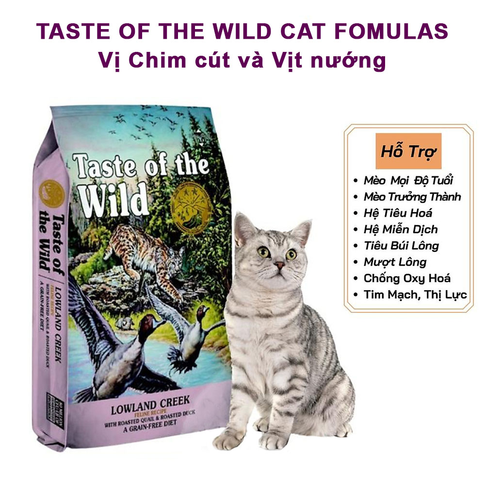 Thức Ăn Hạt Cho Mèo Taste Of Thr Wild Cat Fomulas Gồm 3 Vị Trọng Lượng 500g Và 2kg - Yonapetshop