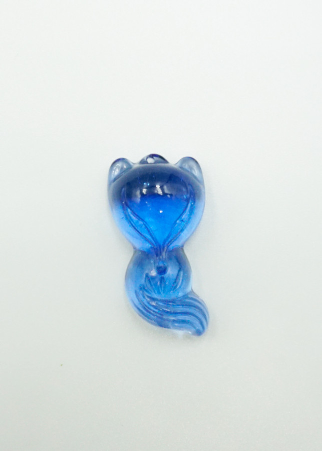 Mặt dây Hồ ly thướt tha đá Topaz xanh dương bóng Tình Duyên - mạng Thủy