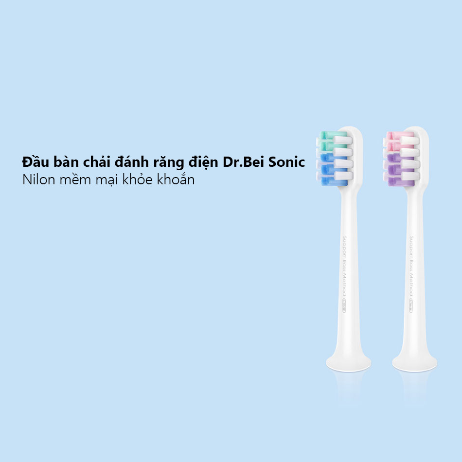 Bộ 2 bàn chải thay thế cho bàn chải điện Xiaomi DR-BEI sonic loại sạch EB-N0202 - Hàng Nhập Khẩu