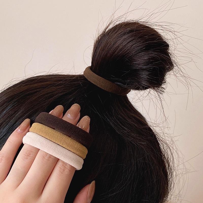 Set 20 dây cột tóc trơn màu Vintage co giãn mềm mại phong cách Hàn Quốc tặng - Ống 20 dây buộc tóc cho nữ tặng kèm hộp