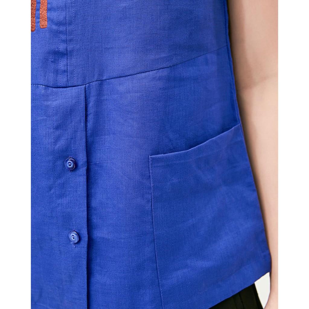Áo Kiểu Linen Xanh Nữ F2