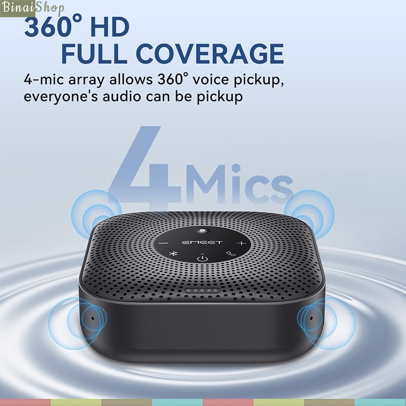 Emeet M0 Plus - Loa Kèm Micro Họp Trực Tuyến, VoiceIA 4.2, Bluetooth 5.0, Âm Thanh Full Duplex Cho Nhóm 8 Người - Hàng chính hãng