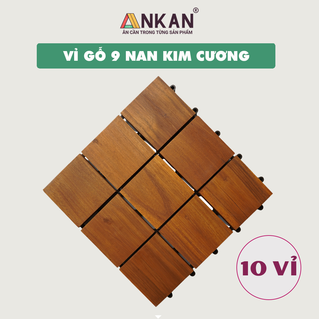 Vỉ Gỗ Lót Sàn Ban Công Thiết Kế Mới 2022 Dạng Viên Kim Cương Màu Vàng Nắng Dùng Để Lót Sàn Ban Công, Hành Lang, Văn Phòng, Vỉ Gỗ Tự Nhiên Siêu Bền, Hàng Xuất Khẩu (10 Vỉ)