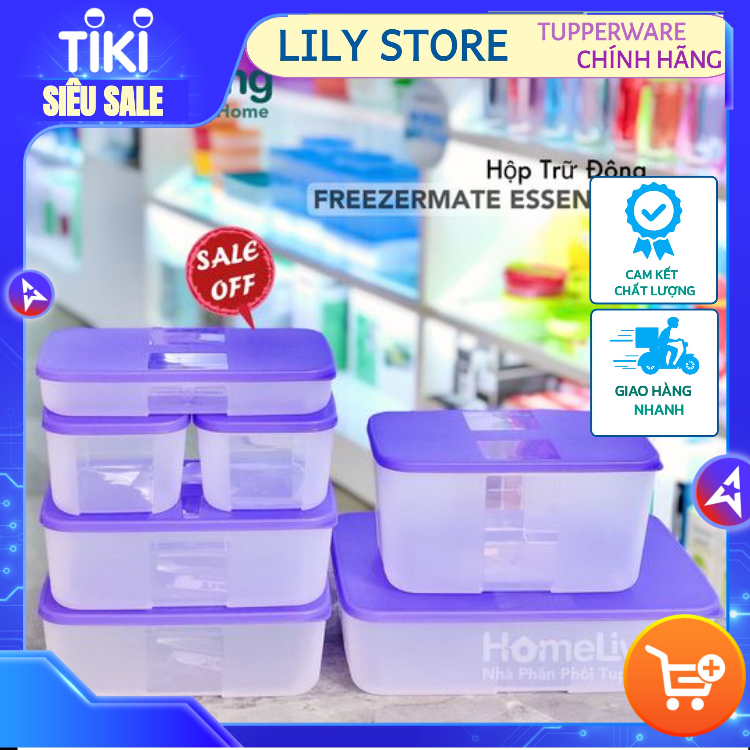 Bộ trữ đông Essential Fit 7 Tupperware, đa dạng kích thước hoàn hảo nhất, tiết kiệm tối đa không gian tủ lạnh