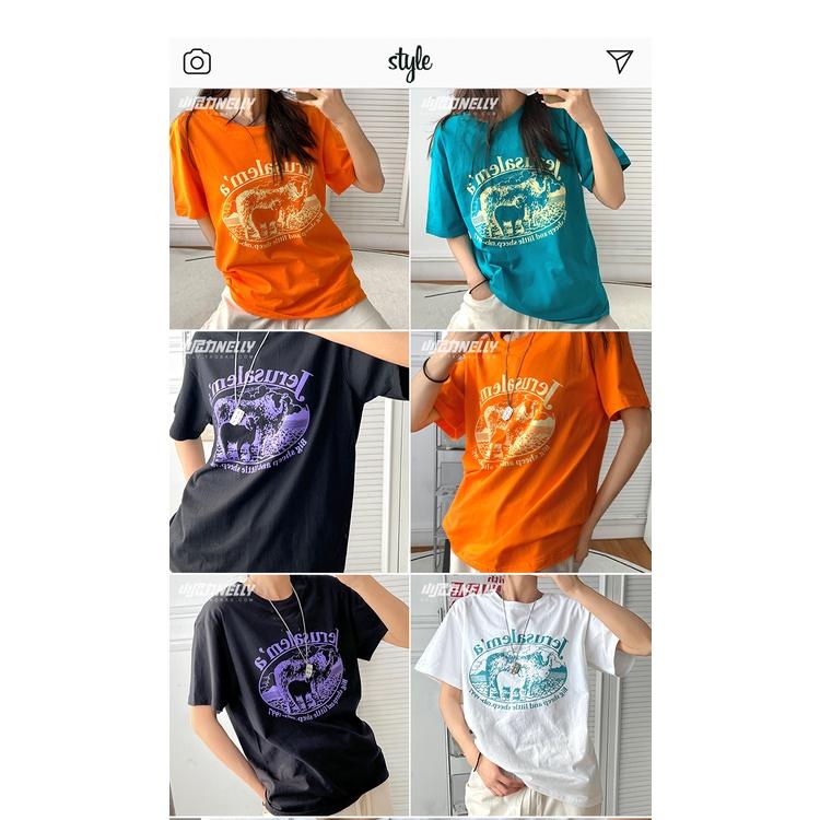 Áo Phông Ngắn Tay Nelly Heybig Oversize Thương Hiệu Sành Điệu Rộng Rãi Cho Nam Và Nữ