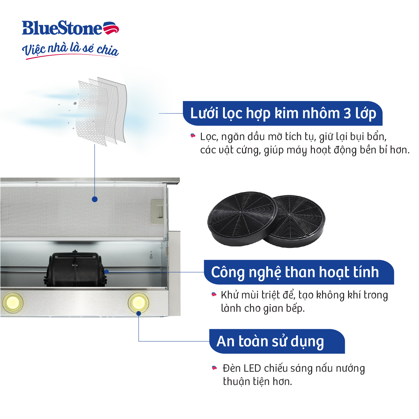 Máy hút mùi Bluestone HOB-8725 - Hàng chính hãng