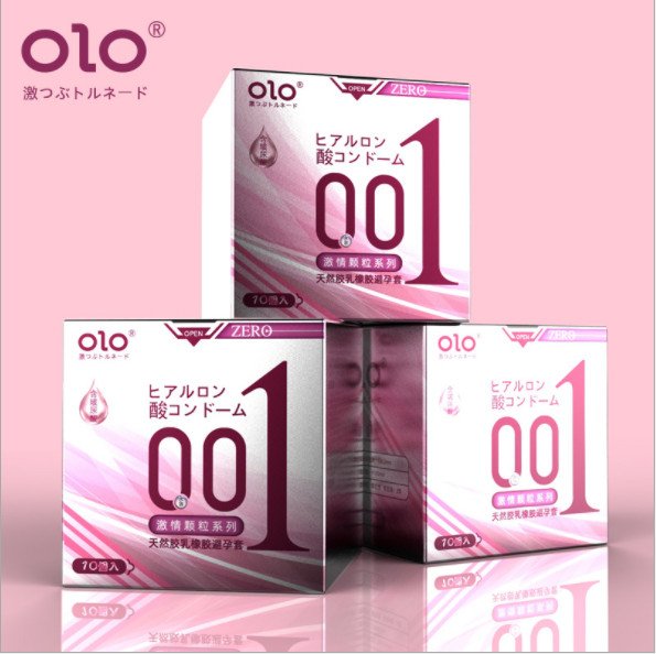 [Hộp 10 cái] Bao cao su OLO 0.01 Zero Hồng - Siêu mỏng, có hạt, nhiều gel bôi trơn