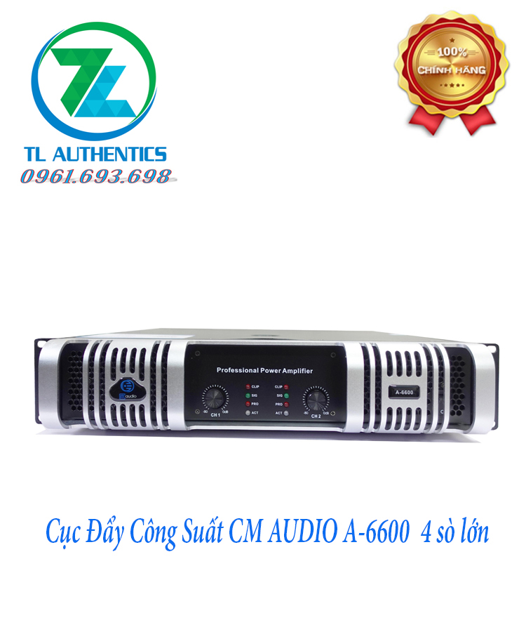 Cục đẩy công suất 2 kênh CMAUDIO Model CMA-6600 44 sò, 2 kênh x 1800w hàng nhập khẩu chính hãng 2024 tặng kèm jac kết nối