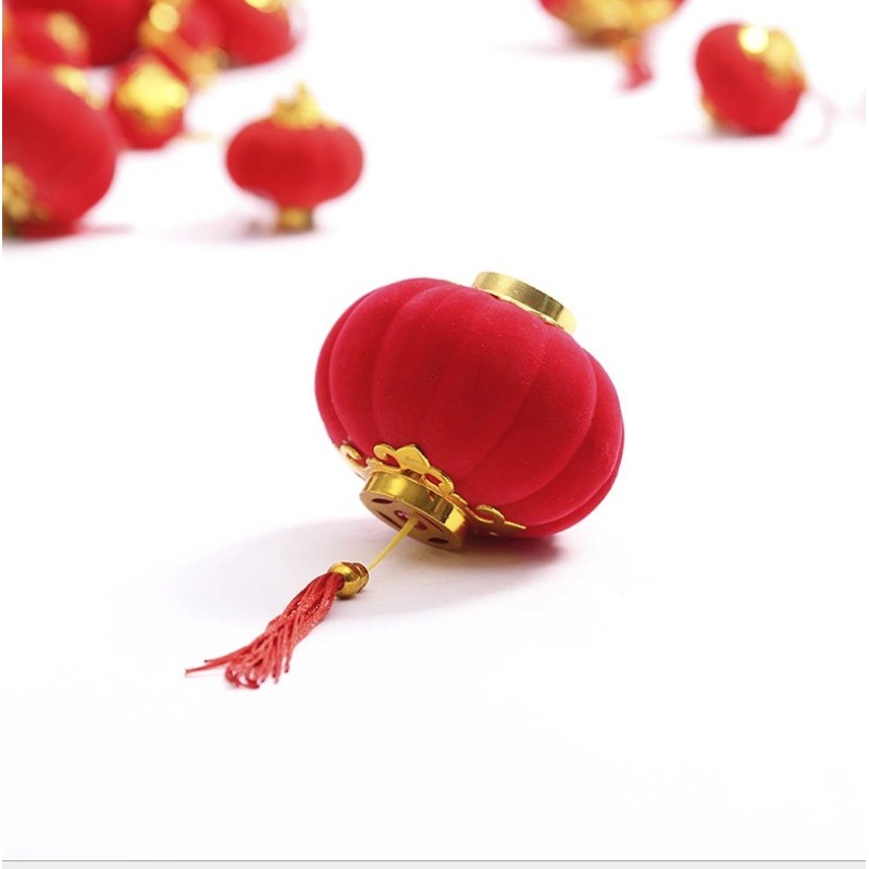 Set 16 Đèn Lồng Nhung Đỏ Size 7Cm Trang Trí Tết Cây Mai Đào Ngày Tết