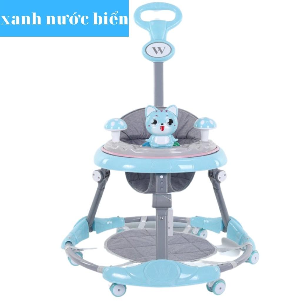 Xe tròn tập đi cho bé baby walk - xe dụng cụ tập đi có cán đẩy điều chỉnh cao thấp có nhạc,đèn