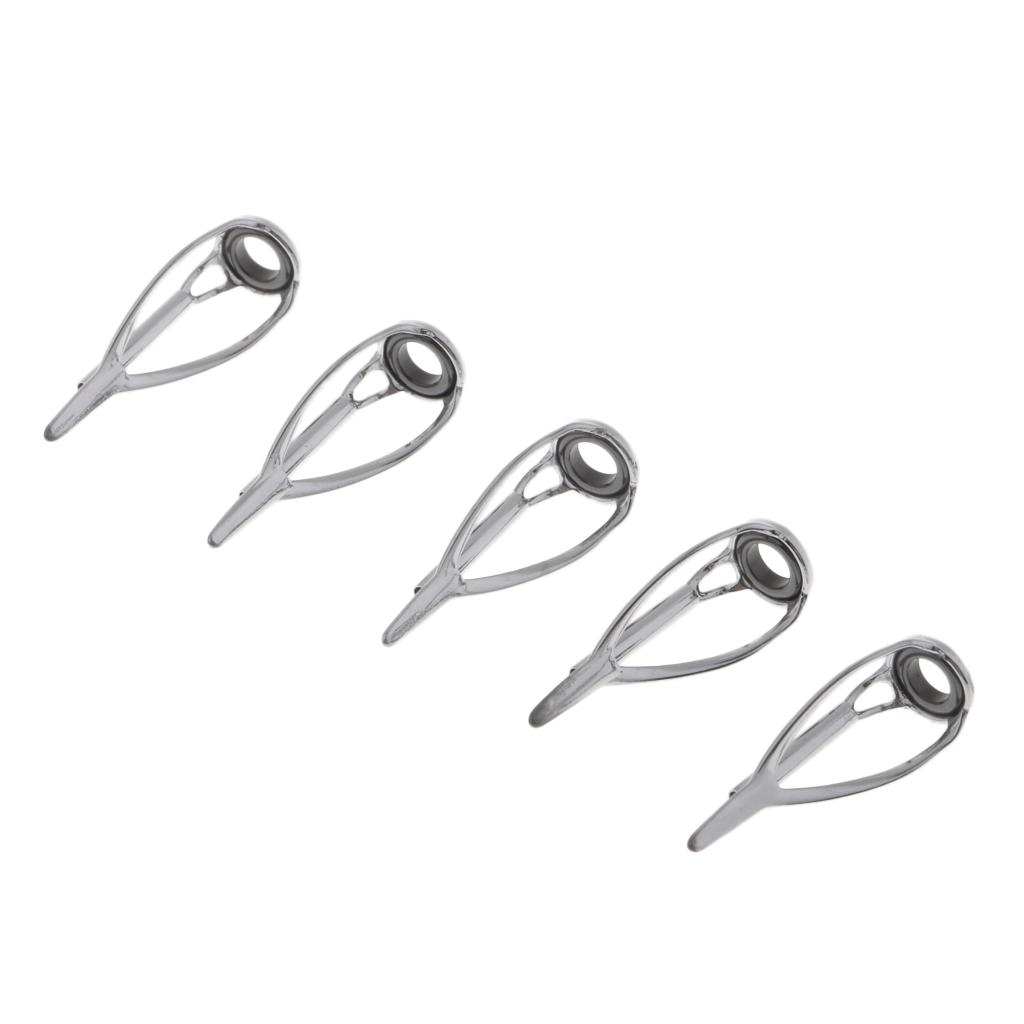 5pcs Fishing Rod Pole Guides Tips Top Eye Rings Rod Repair Kit