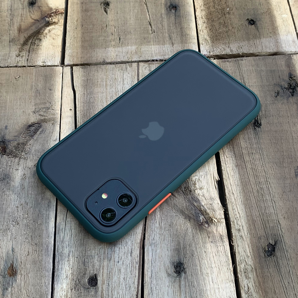 Ốp lưng chống sốc dành cho iPhone 11 nút màu cam - Màu xanh đậm