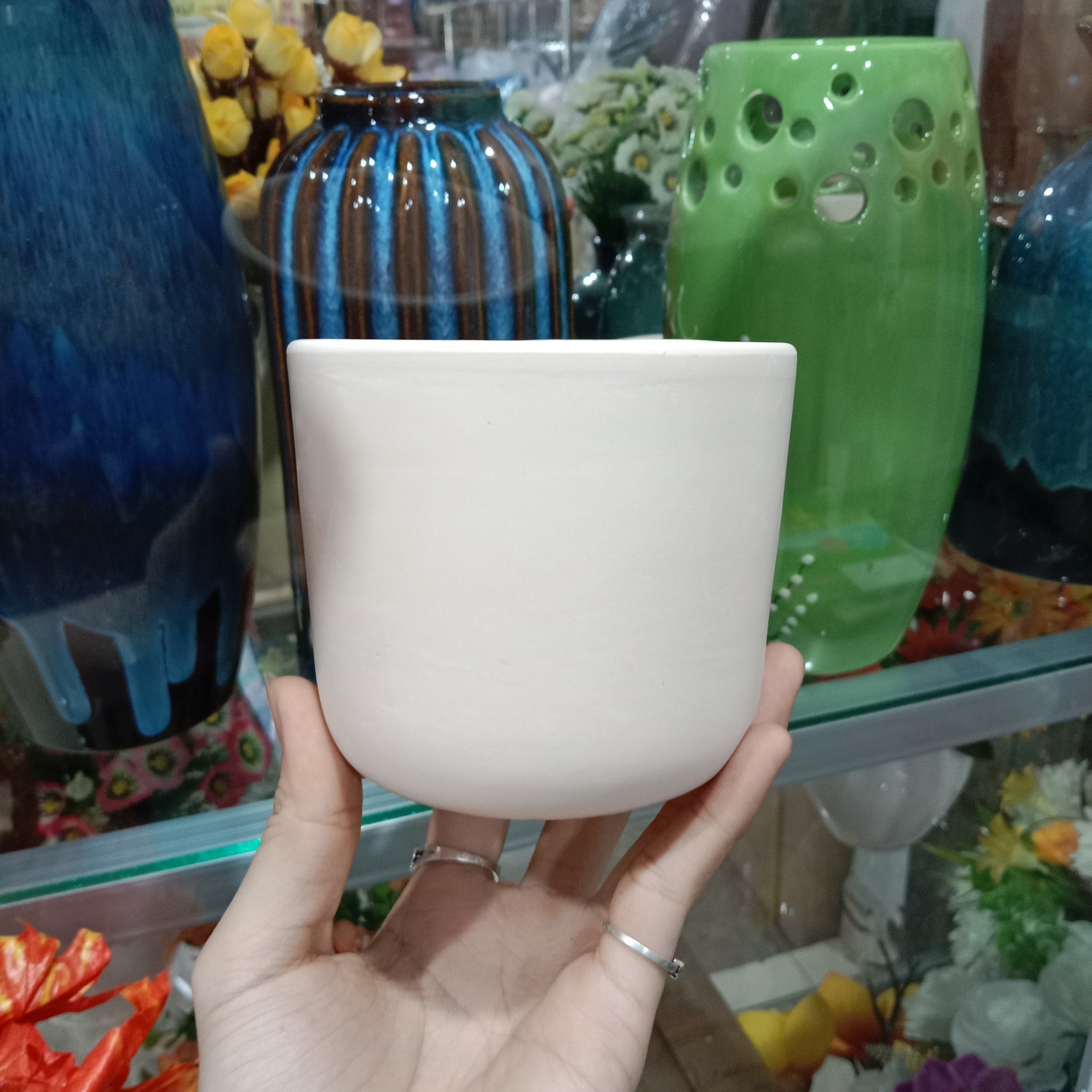 Chậu gốm cắm hoa để bàn