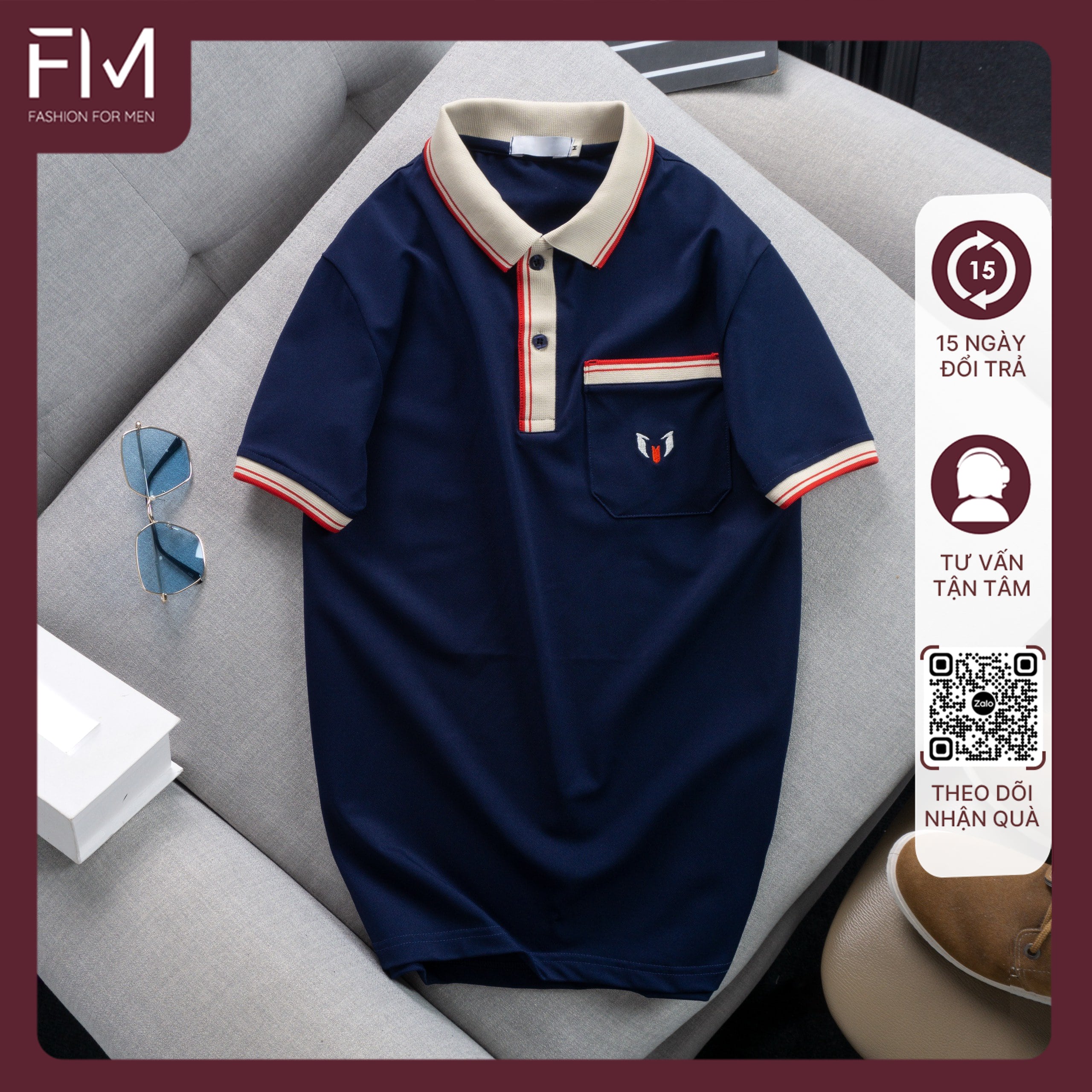 Áo thun có cổ ngắn tay thời trang nam, chất vải cotton cao cấp, co giãn tốt, mặc mát - FORMEN SHOP - FMPS203