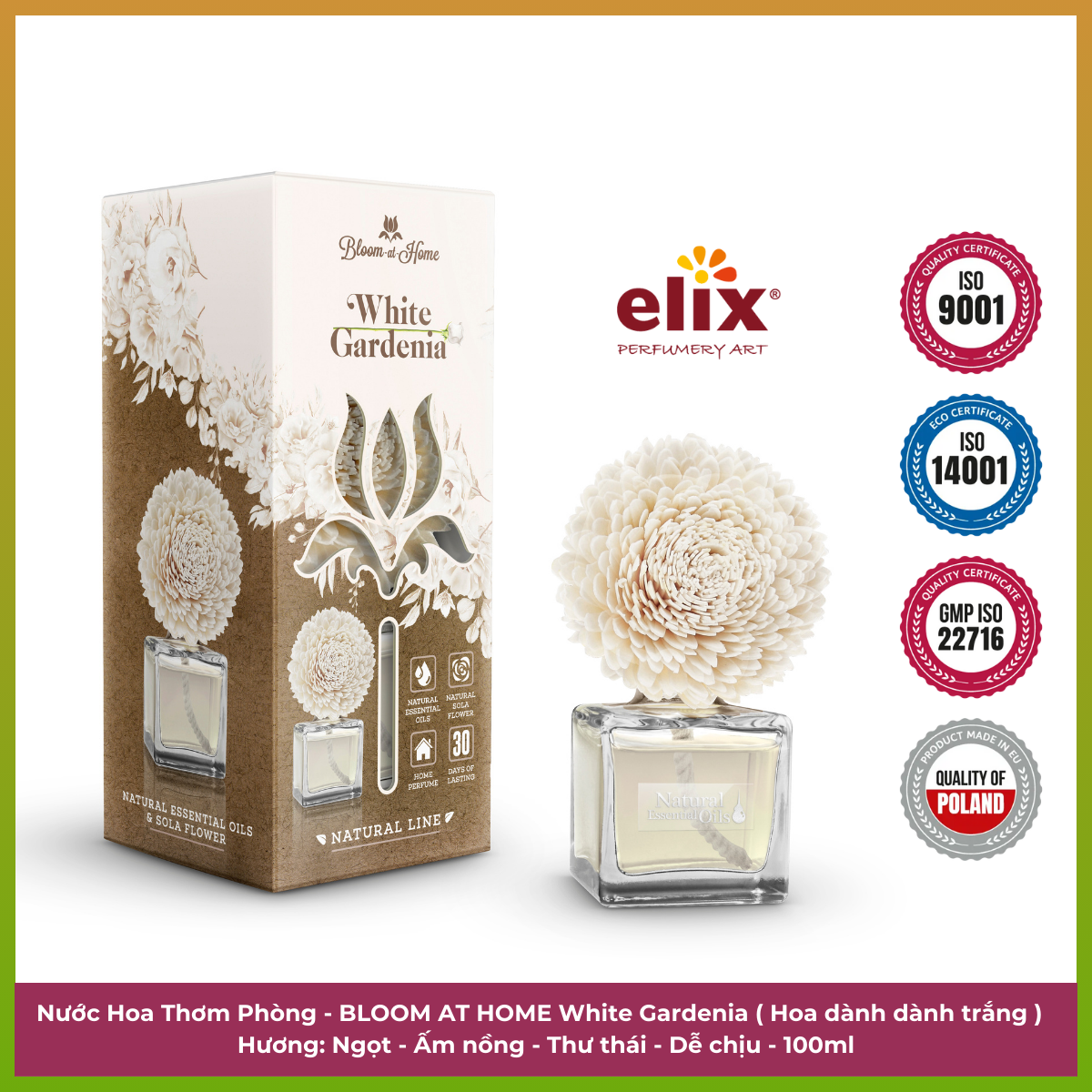 Nước hoa thơm phòng WHITE GARDENIA ELIX - Hương hoa dành dành