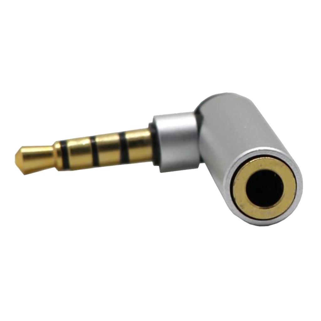 3.5mm Male to Female Audio Adapter Right Angle  Plug Converter Silver