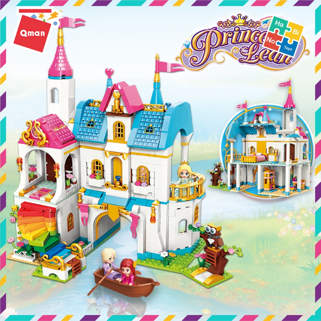 Bộ Lắp Ghép Đồ Chơi Lego Cho Bé Gái Từ 6 Tuổi Qman 32014 Lâu Đài Cầu Vồng 605 Chi Tiết