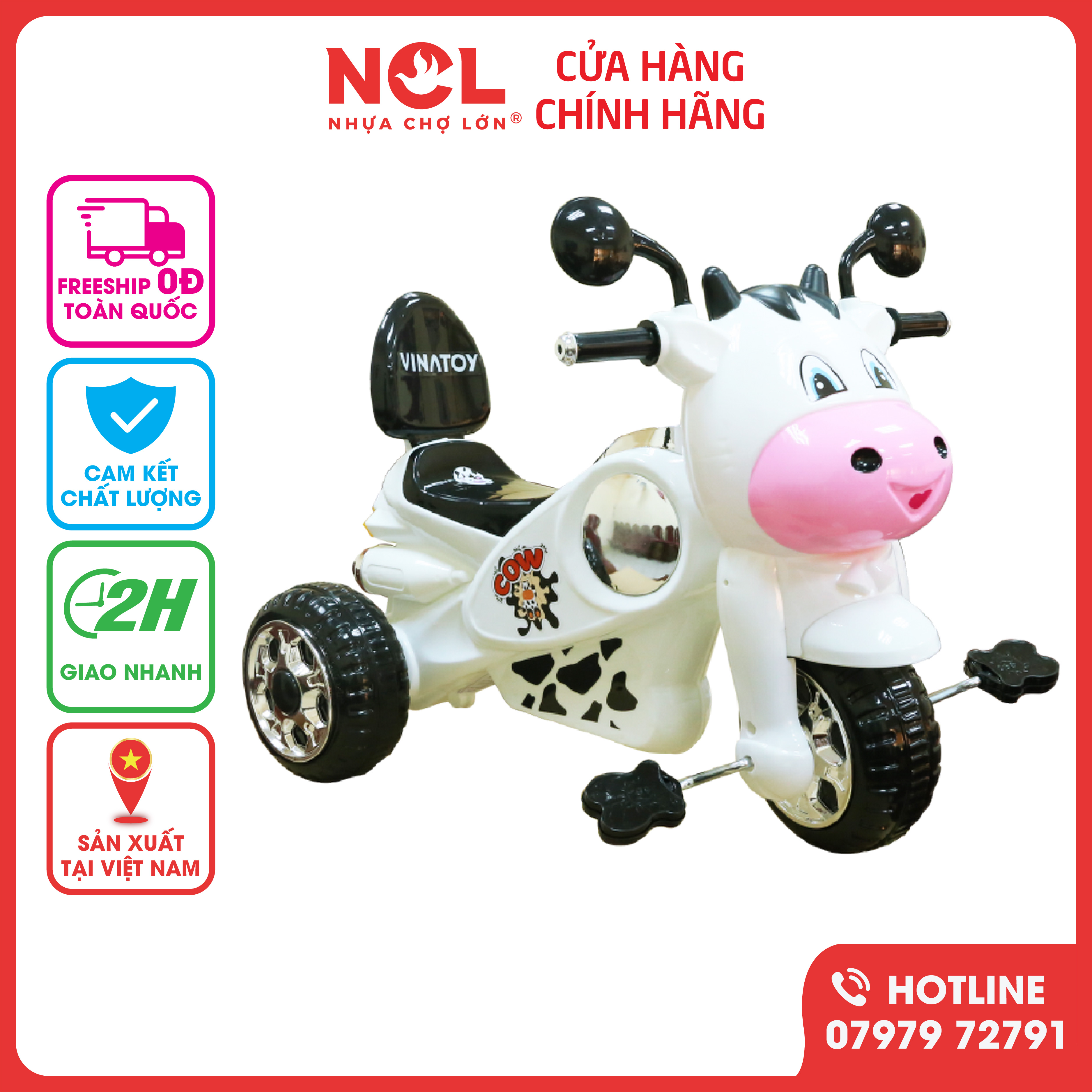 Xe 3 Bánh Nhựa Chợ Lớn Vespa Bò Con (Không Nhạc) - M1803A-X3B