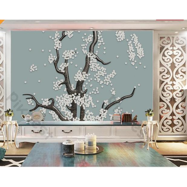 Tranh dán tường Tường hoa phong cách hiện đại, tranh dán tường 3d hiện đại MS674602