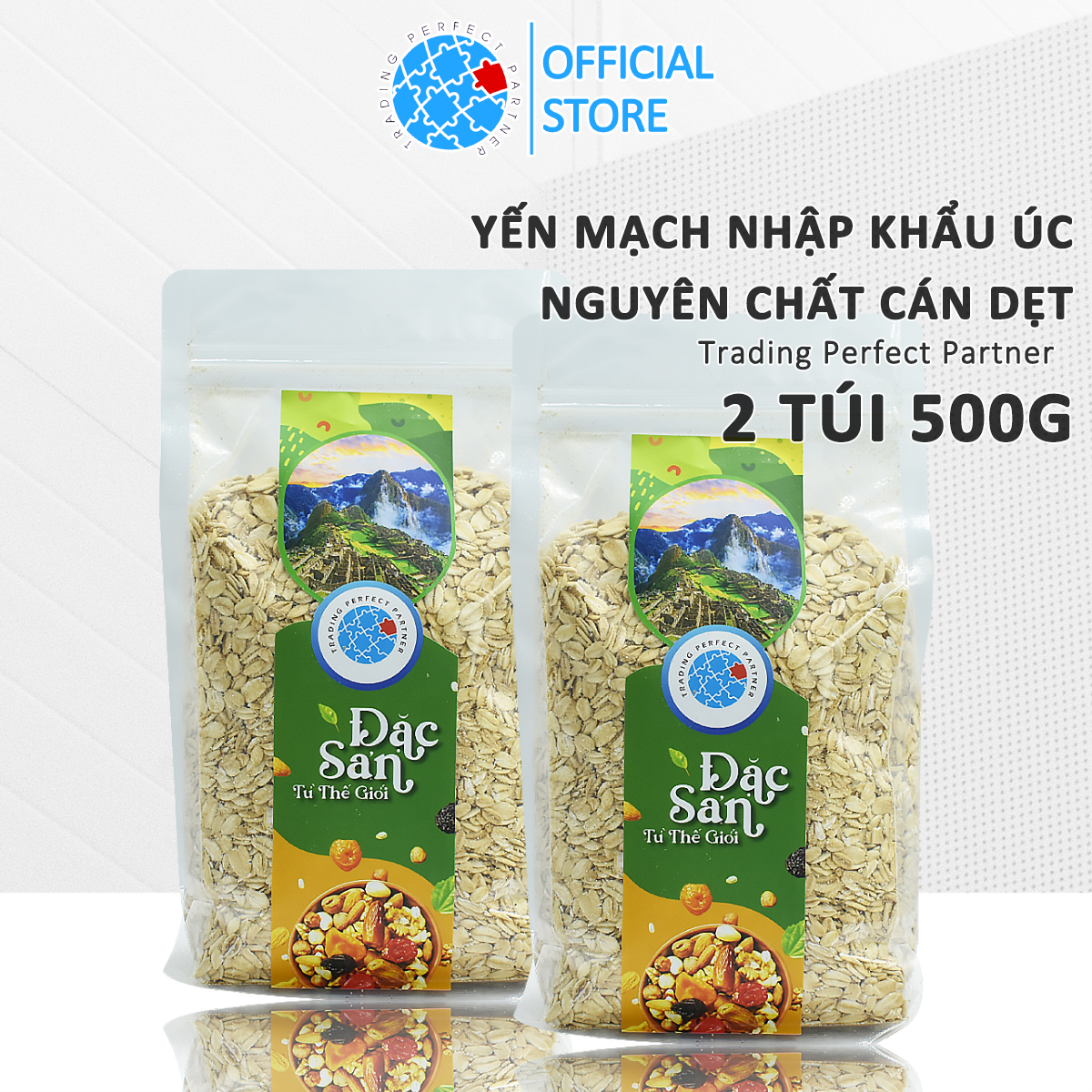 Combo 2 Túi Yến Mạch Cán Dẹt (Cán Mỏng) Nguyên Chất Nhập Khẩu Úc Trading Perfect Partner 500g Ngũ cốc tác dụng giảm cân