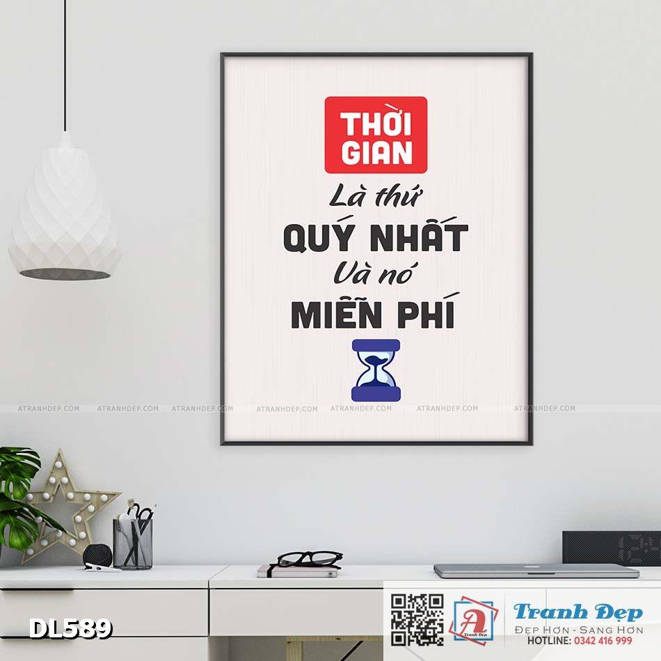 Tranh động lực trang trí phòng làm việc - Thời gian là thứ quý nhất và nó miễn phí - DL589