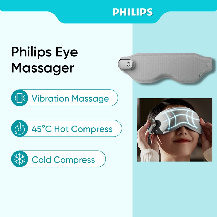 Máy massage mắt nóng và lạnh công nghệ 3Dsuit và VibWave. Thương hiệu Philips Hà Lan cao cấp PPM3101E - Dung lượng pin: 600mAh - HÀNG NHẬP KHẨU