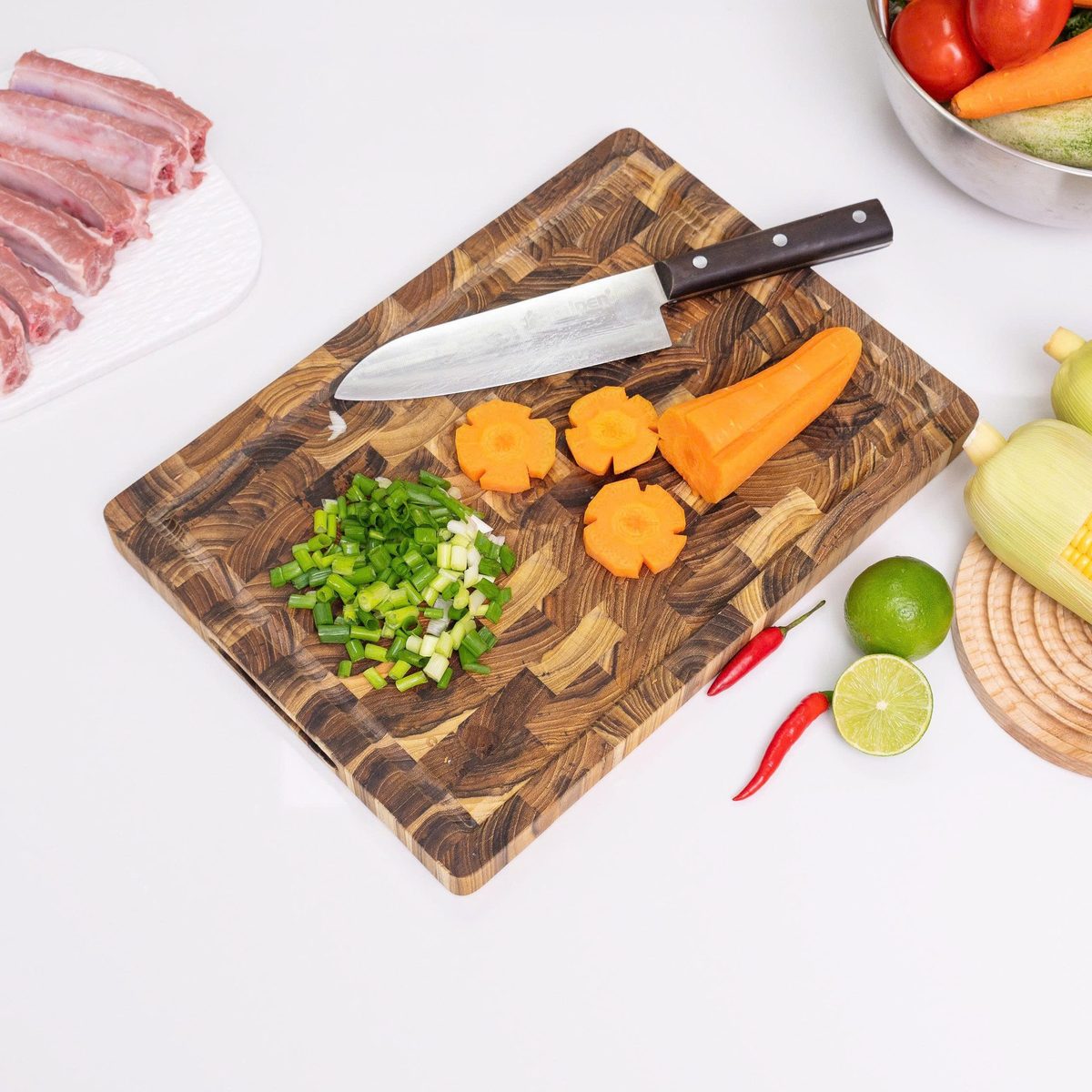 Thớt thái chữ nhật gỗ Teak tự nhiên KALPEN T6 20x30cm/ T7 25x35cm dầy 2.5cm hàng chính hãng