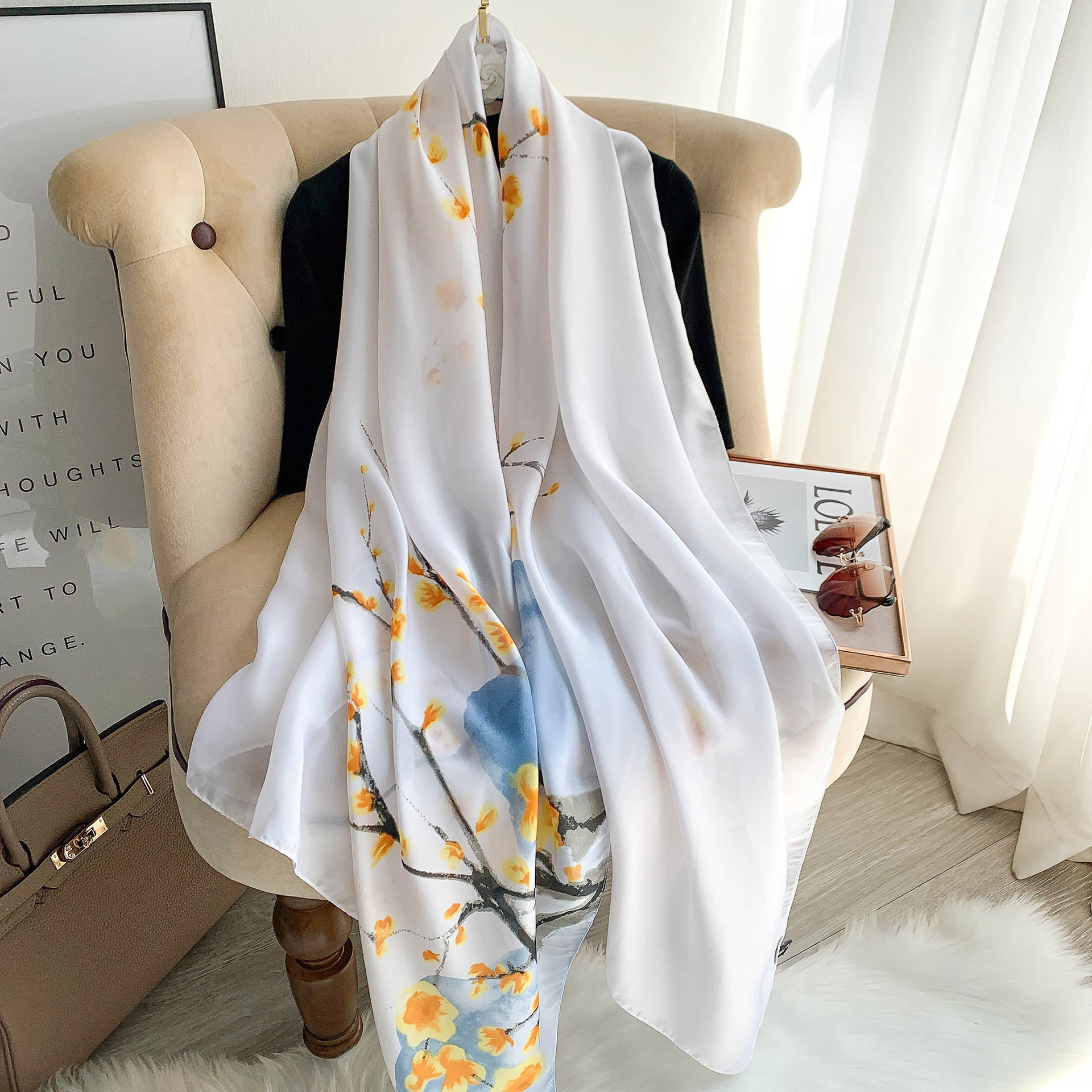 Kl048 Khăn choàng lụa khổ lớn 90*180cm