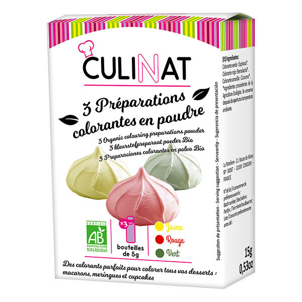 Bột màu xanh đỏ vàng hữu cơ Culinat 3x5g