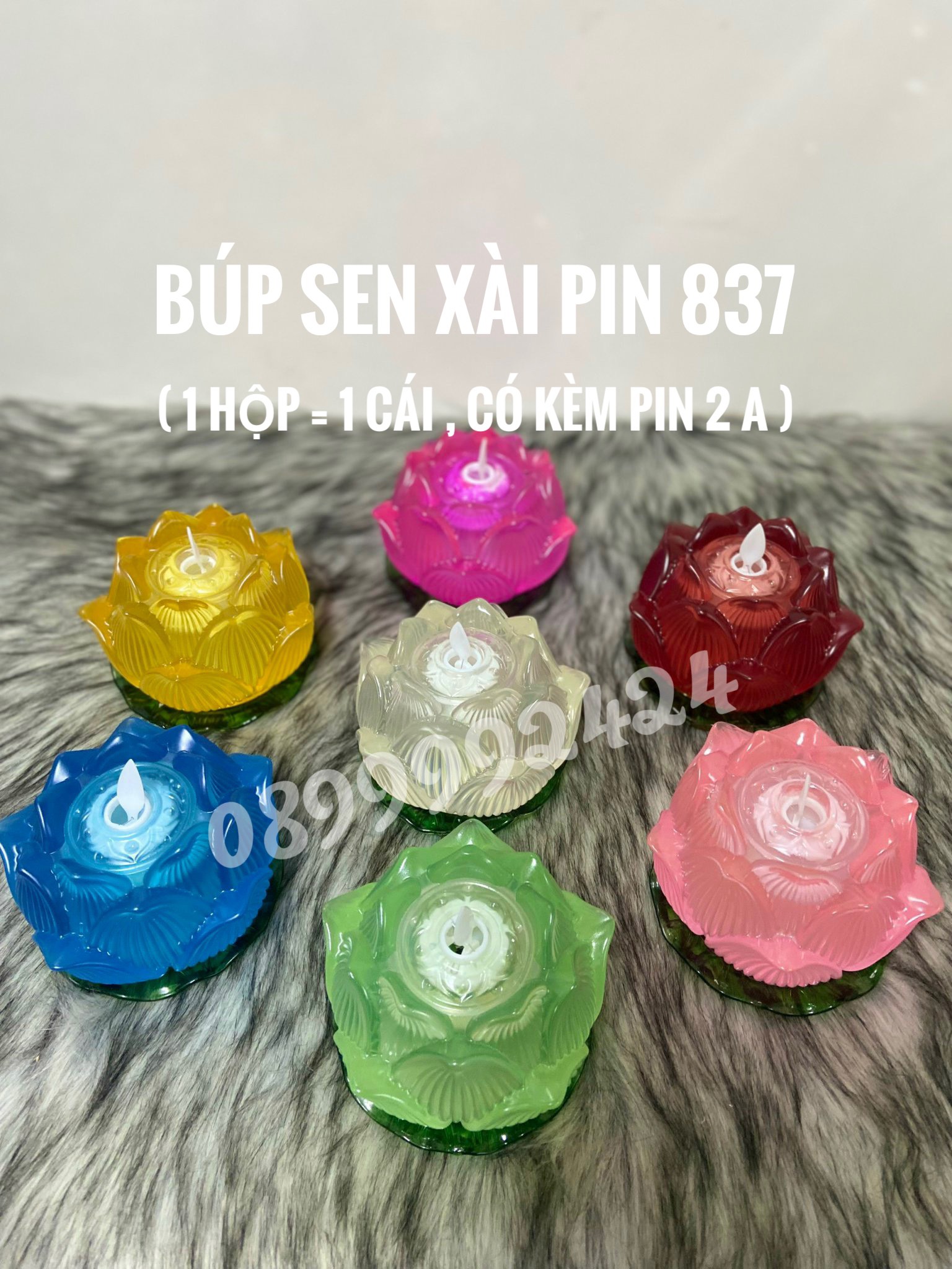 BÚP SEN ĐÈN NẾN THỜ CÚNG DÙNG PIN LED SIÊU SÁNG 837, NẾN DÙNG PIN