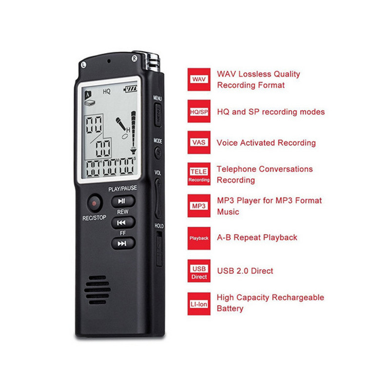 ROGTZ  - Máy Ghi Âm Chuyên Nghiệp T60 Dung lượng 8GB Ghi Âm Chất Lượng Cao Dễ Sử Dụng Ghi âm lặp lại Tự động lưu file Loa ngoài Thời gian ghi âm 720 phút Kết nối dễ dàng USB 2.0 Sinh viên Nhà báo Nhân viên văn phòng Họp hành Phỏng vấn - Hàng Chính Hãng