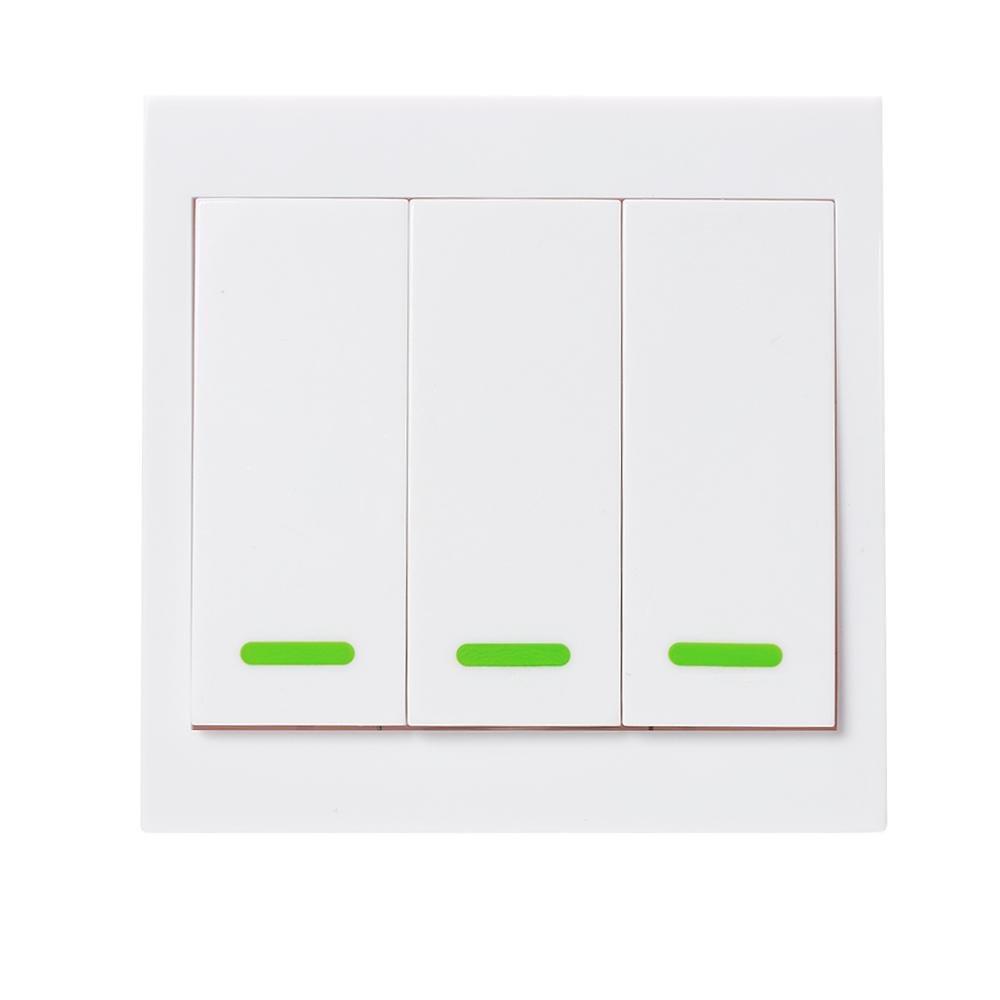 4PCS eWeLink Push Button Wall Light Switch Remote Controller 3 Gang 86 Type ON/Off Switch Panel 433MHz Wireless RF Remote Control Transmitter with Stickers Free Position Flexible For Home Living Room Bedroom