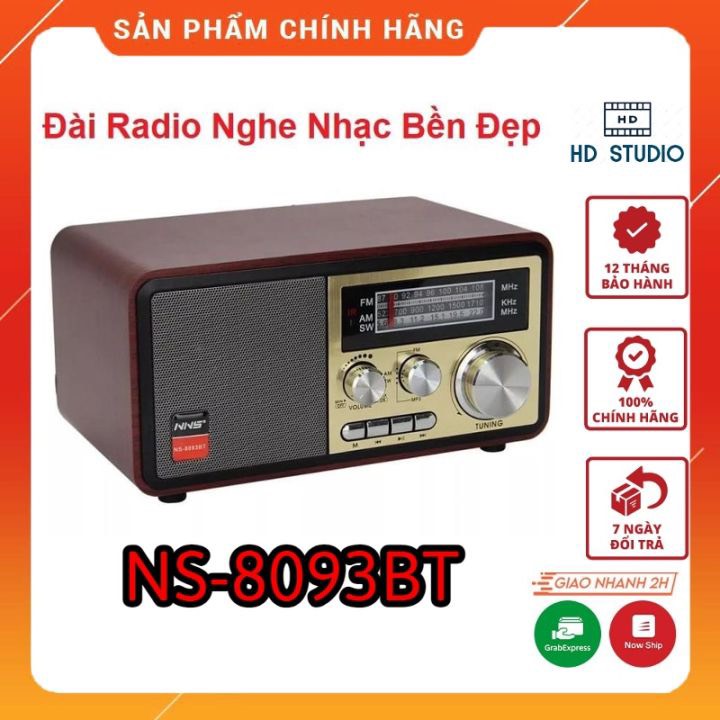 Đài Radio NS-8093BT, Bluetooth NNS, Bắt Sóng FM, AM,SW /USB/TF, Cổng Thẻ Nhớ Đài To âm thanh sống động - Hàng Chính Hãng