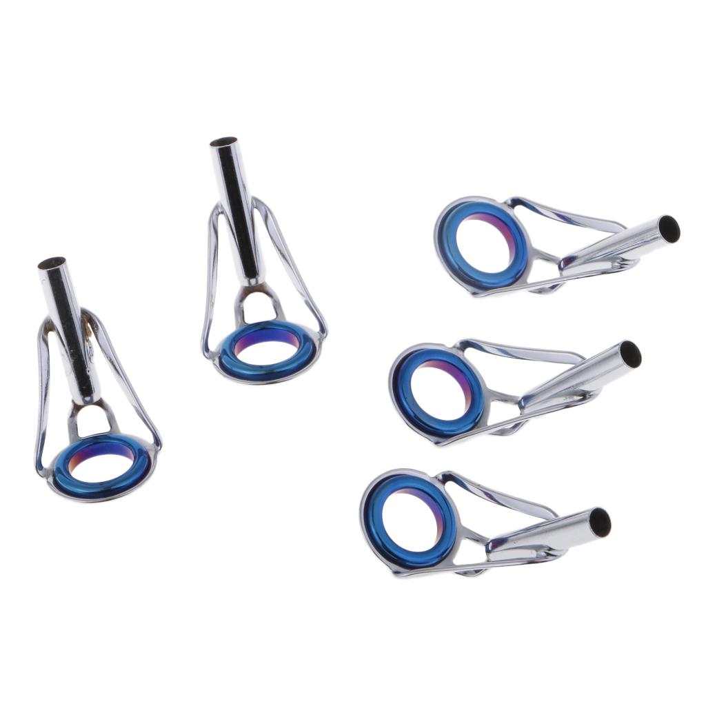 5pcs Fishing Rod Guides Tip Tops Repair Kit Spinning Casting Rod Tip Ring