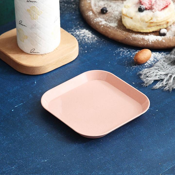 COMBO 8 đĩa lúa mạch sâu lòng màu Pastal siêu xinh, đĩa lúa mạch hình vuông đựng thức ăn hoa quả bánh kẹo đa năng, TIỆN
