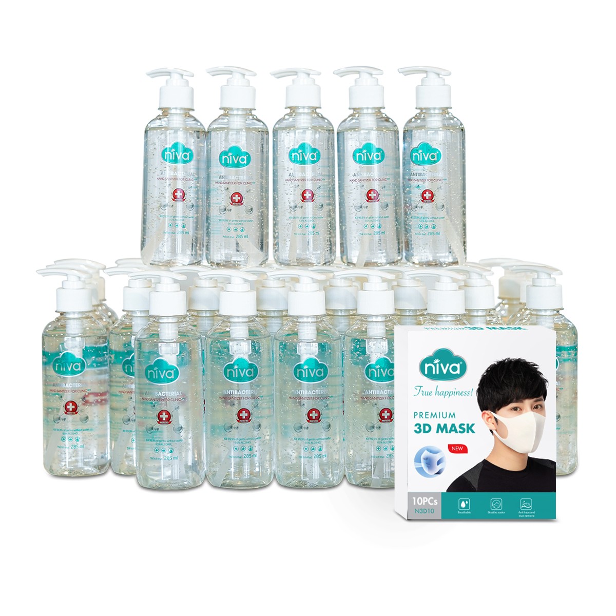 [TẶNG] 10 Hộp Khẩu Trang 3D Người Lớn Loại 10 Chiếc Khi Mua Combo 12 Gel Sát Khuẩn 480ml