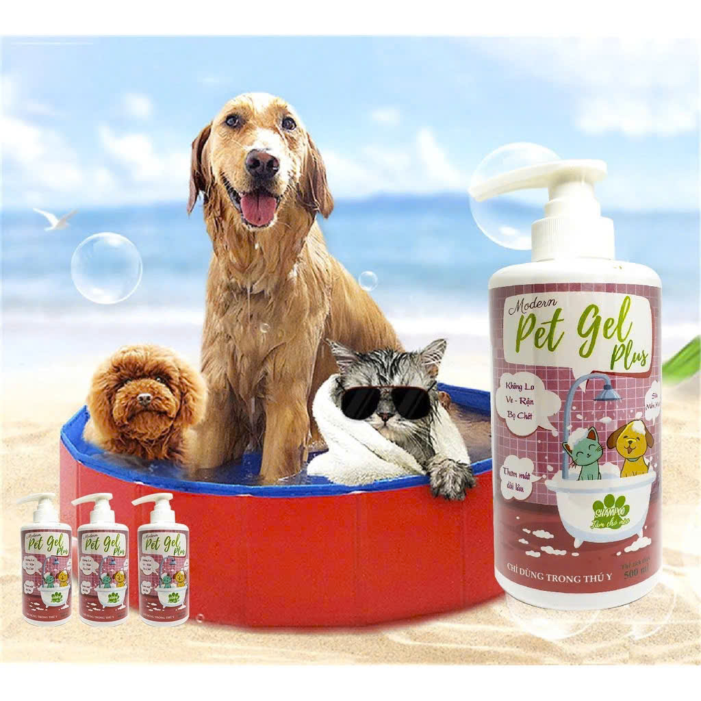 SỮA TẮM TRỊ VE RẬN BỌ CHÉT CHO CHÓ MÈO PET GEL PLUS CHAI 500ML