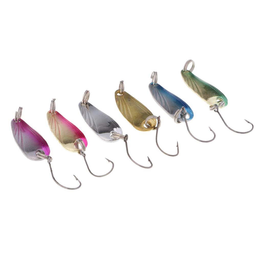 Kim Loại Mồi Câu Cá Thìa Spinner Mồi Với Treble Móc Câu 2.5G 6 Gói