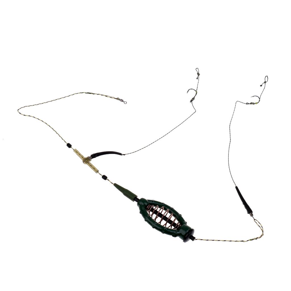 Carp Fishing Feeder Fishing Baits Cage Hook Rig Set Lead Sinker Tackle