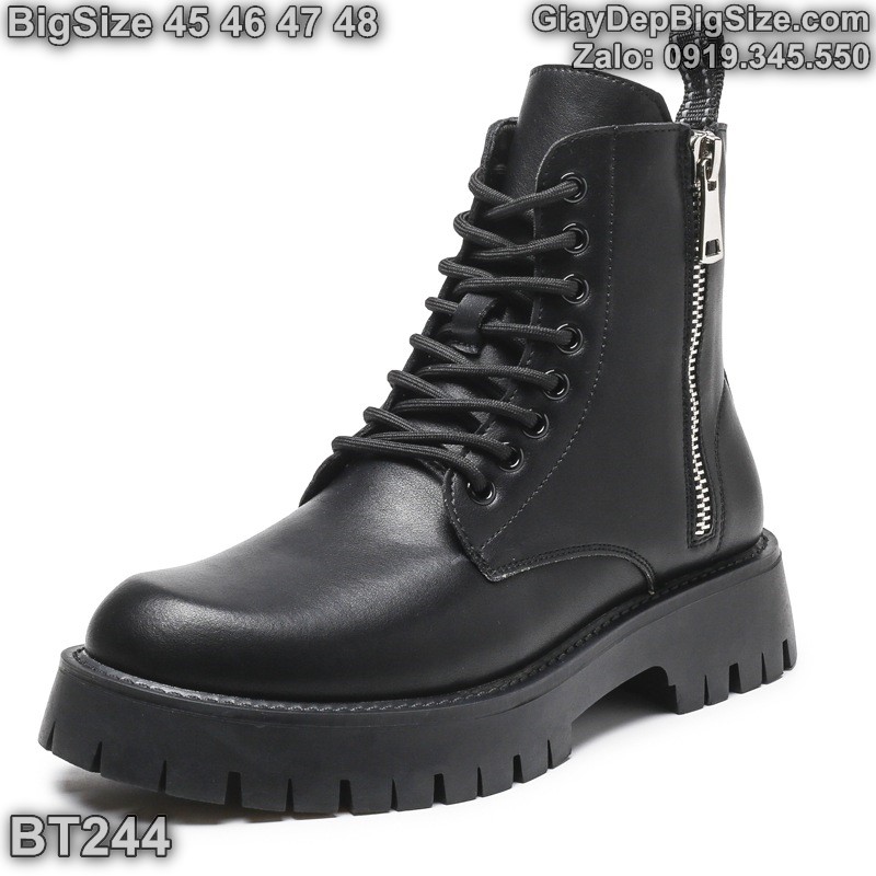 Giày boot (bốt) cổ cao cỡ lớn 45 46 47 48 cho nam cao to chân ú bè. Big size combat boots for wide feet