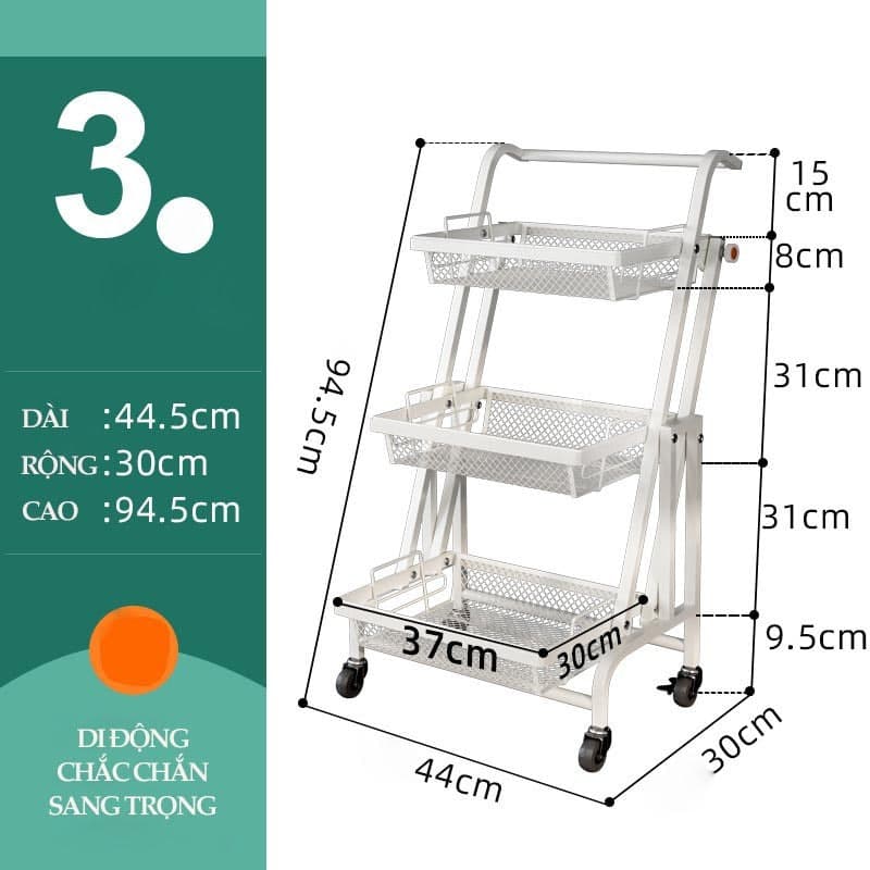 Kệ để đồ 3 tầng điều chỉnh nghiêng, Kệ để đồ nhà bếp đa năng điều chỉnh xoay 180 độ, chắc chắn làm bằng thép sơn tĩnh điện