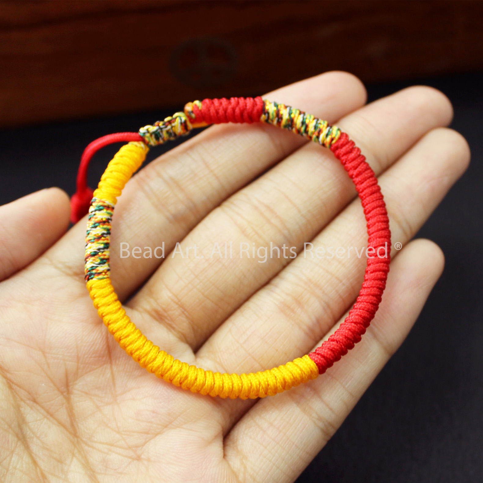 Vòng Tay Dây Ngũ Sắc Thắt Chỉ Màu Tibet Handmade , Vòng Tay Phong Thuỷ, Hợp Mệnh Hoả, Thổ - Bead Art