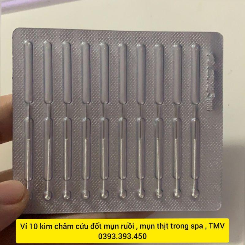 vỉ 10 kim châm cứu đốt mụn ruồi , mụn thịt trong spa , TMV