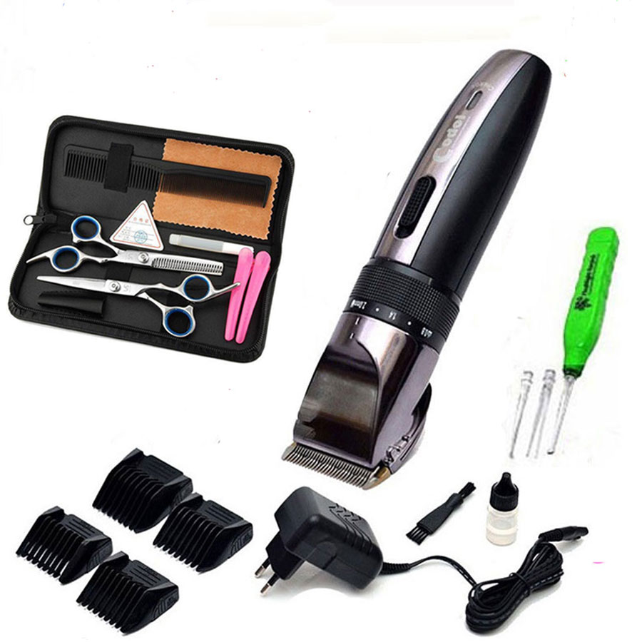 Tông Đơ Hớt Tóc Gia Đình CODOL 531 TẶNG Bộ Kéo Cắt Tóc Chuyên Nghiệp + Lược + Lấy Ráy Tai Có Đèn