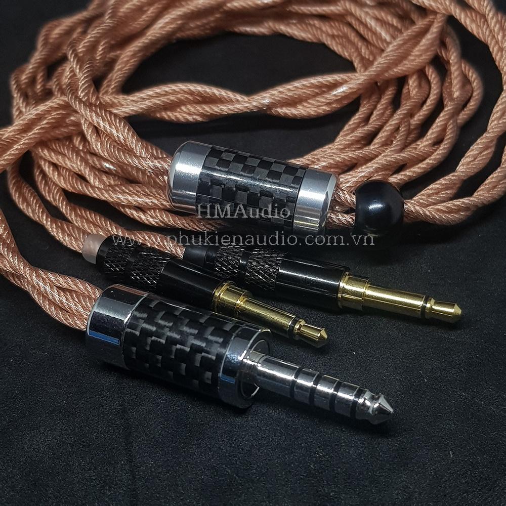 Dây tai nghe đồng OFC 1.8mm tết 4 - Connector Dual 3.5mm