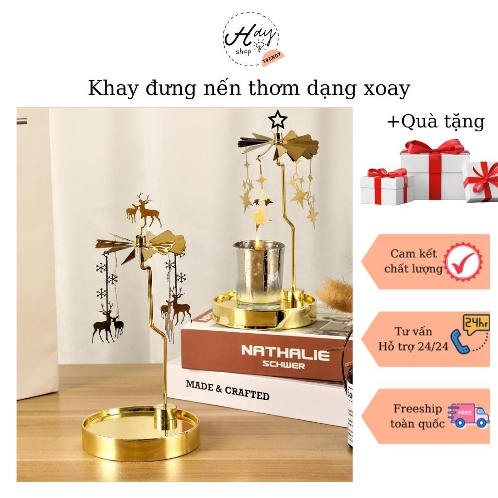 Khay Đựng Nến, Đế Đựng Nến Thơm Kèm Chong Chóng Xoay Bằng Kim Loại Trang Trí Nhà, Bàn Tiệc Cao Cấp,Độc Đáo